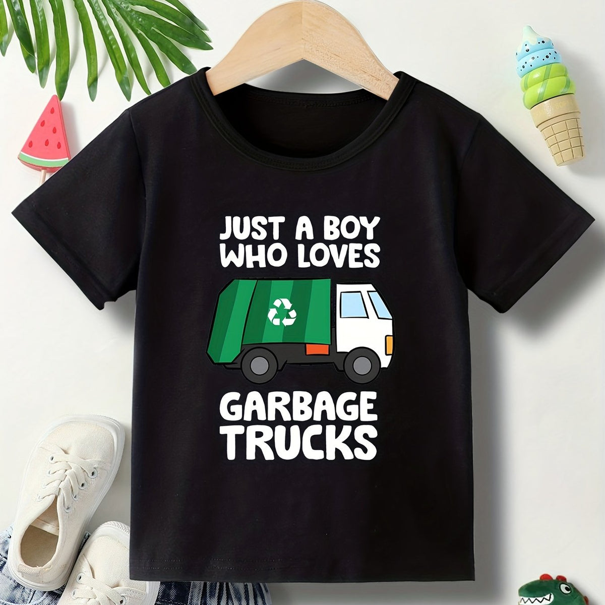 Garbage Truck Lover Tee Boys Short Sleeve T-Shirt Casual Summer Wear Kids Clothe