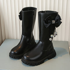 Bowknot Comfortable Boots For Girls Soft Warm Plus Fleece Boots