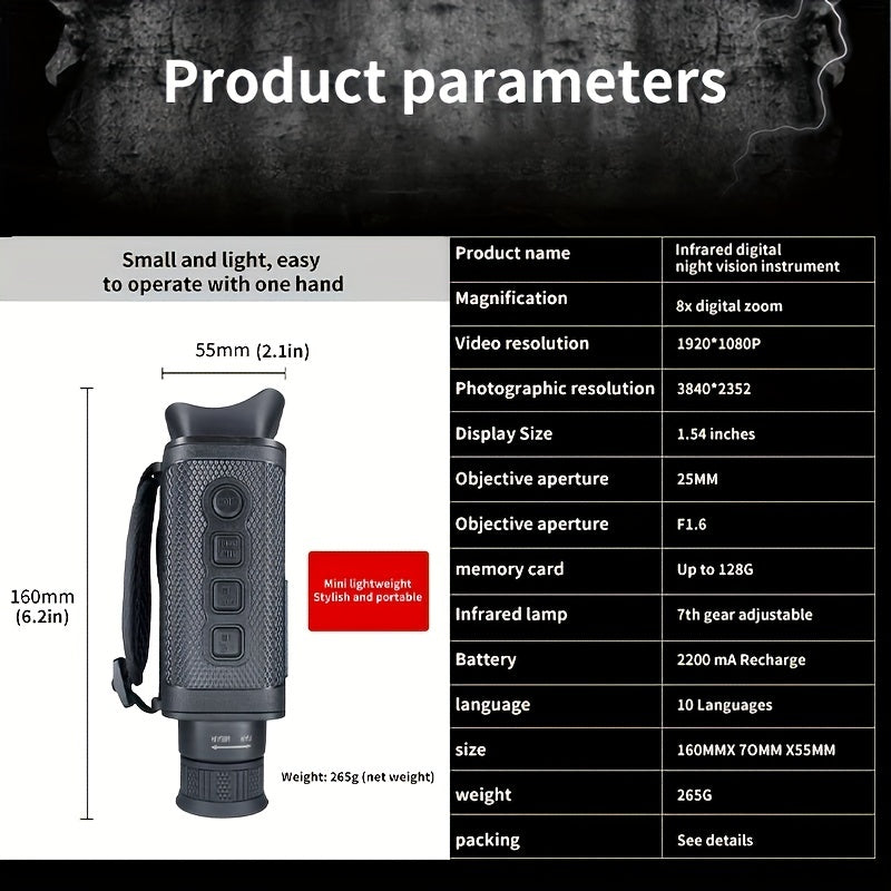 Infrared Night Vision Monocular Telescope with 32GB Memory Card