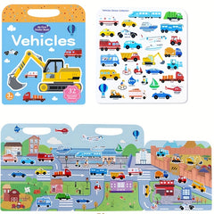 Kids' Reusable Sticker Book, Washable - Fun Learning Activity