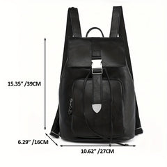 Retro Drawstring Large Capacity Backpack PU Leather Textured School Travel Bag