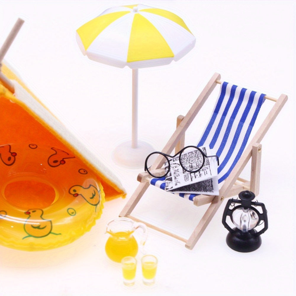 Mini Summer Camping Set w/ Tent Towel Swimming Ring for Doll House Decoration