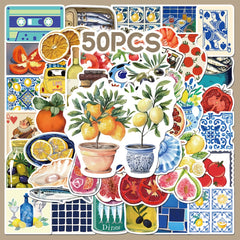 50 Mediterranean Theme Decorative Stickers for School and Party Decorations
