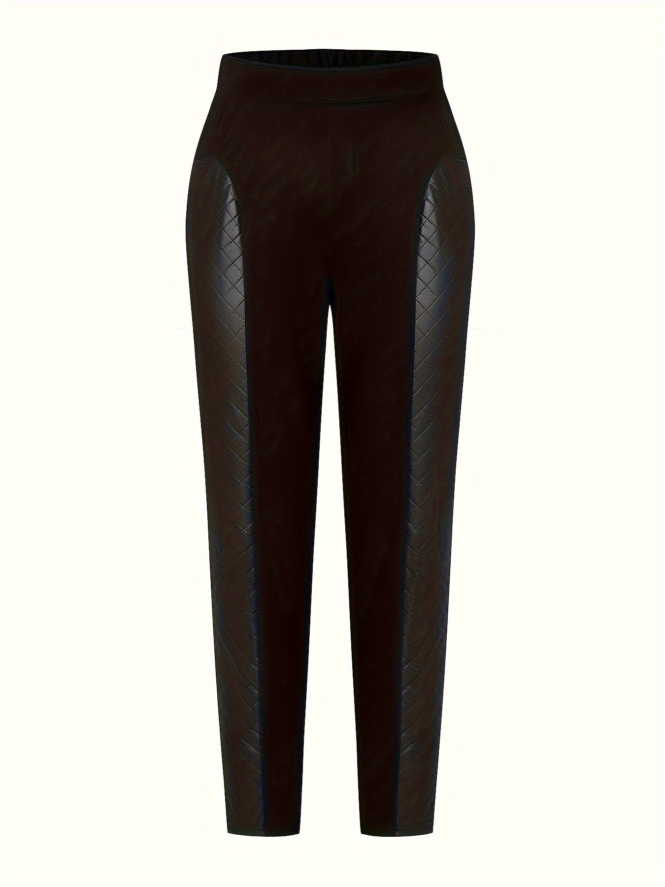  Solid Stitching PU Leather Trousers