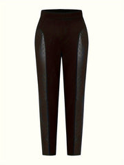  Solid Stitching PU Leather Trousers