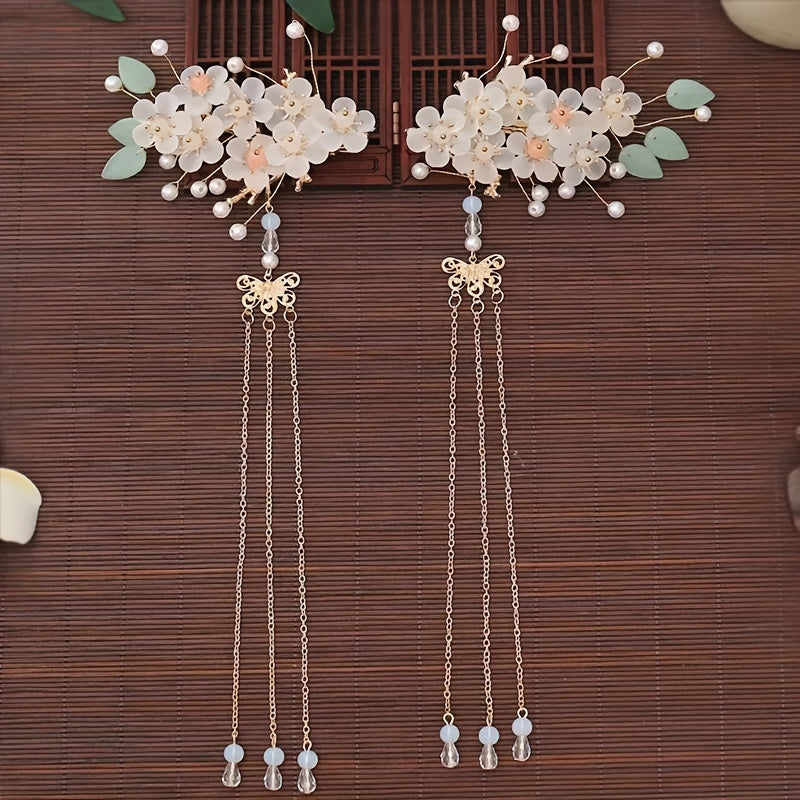 Chinese Flower Hair Clip Non-slip Duck Billed Hair Accessory