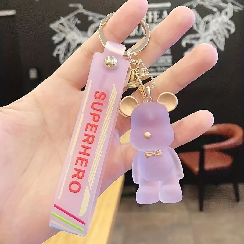 Crystal Bear Silicone Keychain Pendant for Men Car Bag Doll Ornament