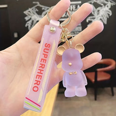 Crystal Bear Silicone Keychain Pendant for Men Car Bag Doll Ornament