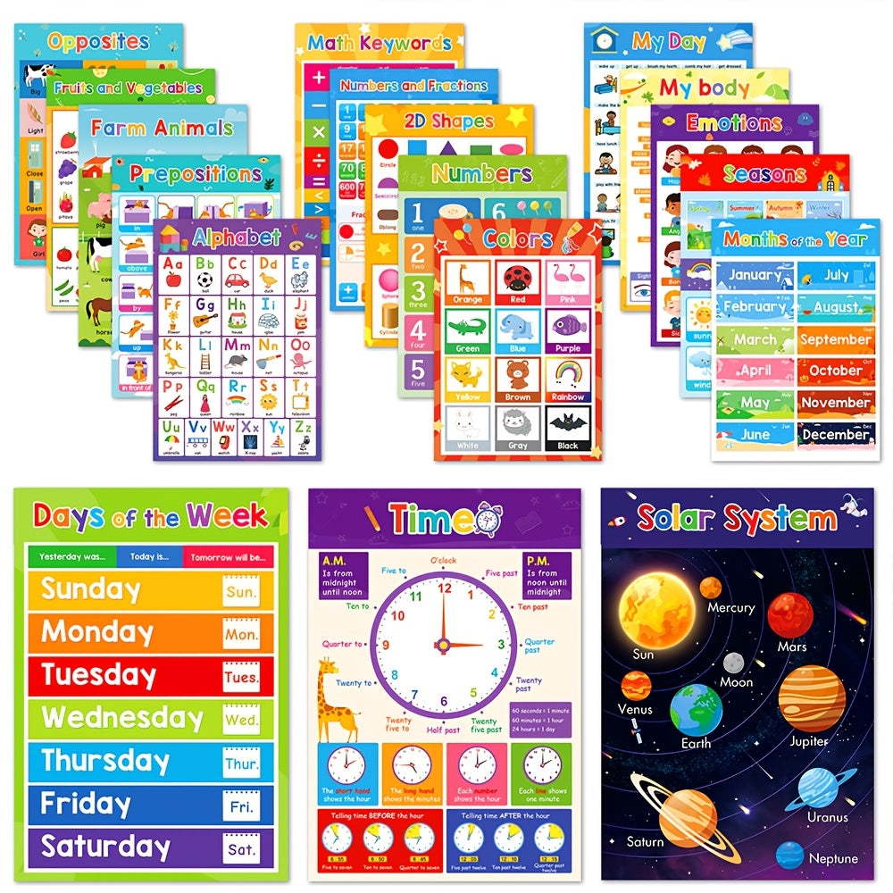 LACHILLY A3 Educational Posters for Kids - Preschool Alphabet Number Learning