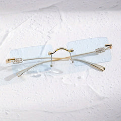 Vintage Rimless Sunglasses Thin Metal UV400