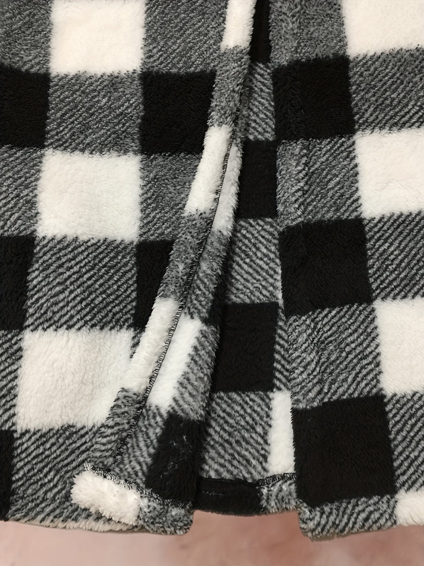 Plaid Print Hooded Vest Warm Teddy Vest