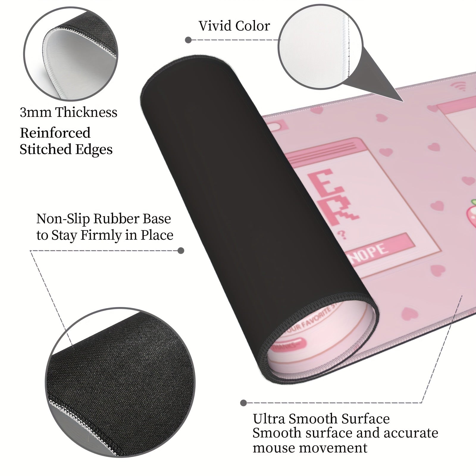 Pink Strawberry Milk Gaming Mouse Pad XL Large Extended Mousepad