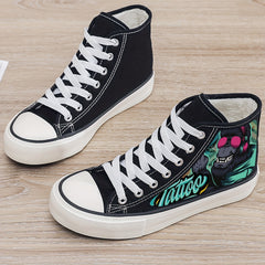 Print Plush Lined Chunky Canvas Sneakers
