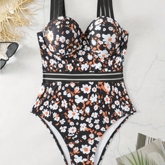 Floral Print Underwire One Piece Swimsuit
