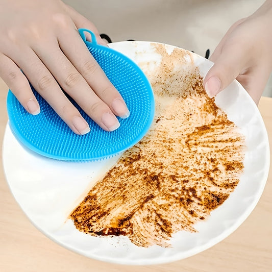 5pcs Silicone Kitchen Cleaning Brush Dishwashing Fruit Vegetable Pot Pan Sponge