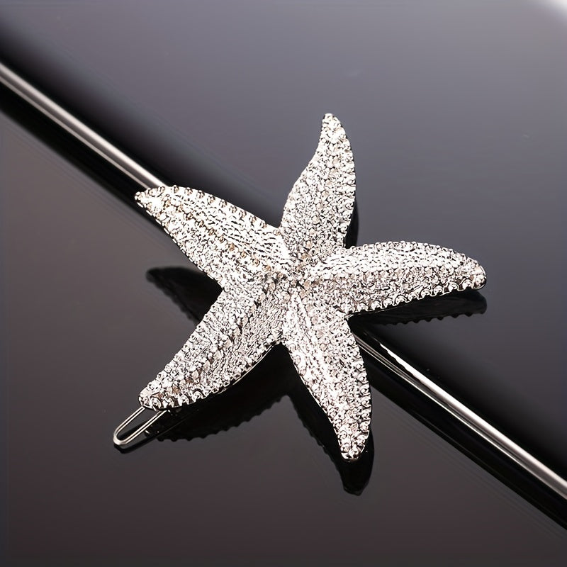 Starfish Shaped Rhinestone Hair Clip for Women Girls