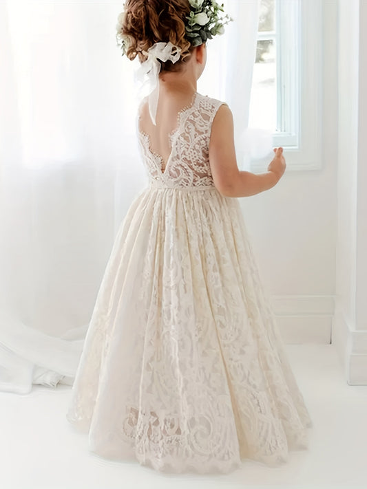 Kid Girls Grace Lace V Back Princess Dress