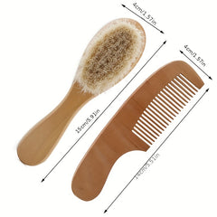 Infant Wooden Wool Brush Comb Newborn Bath Hair Brush Head Massager