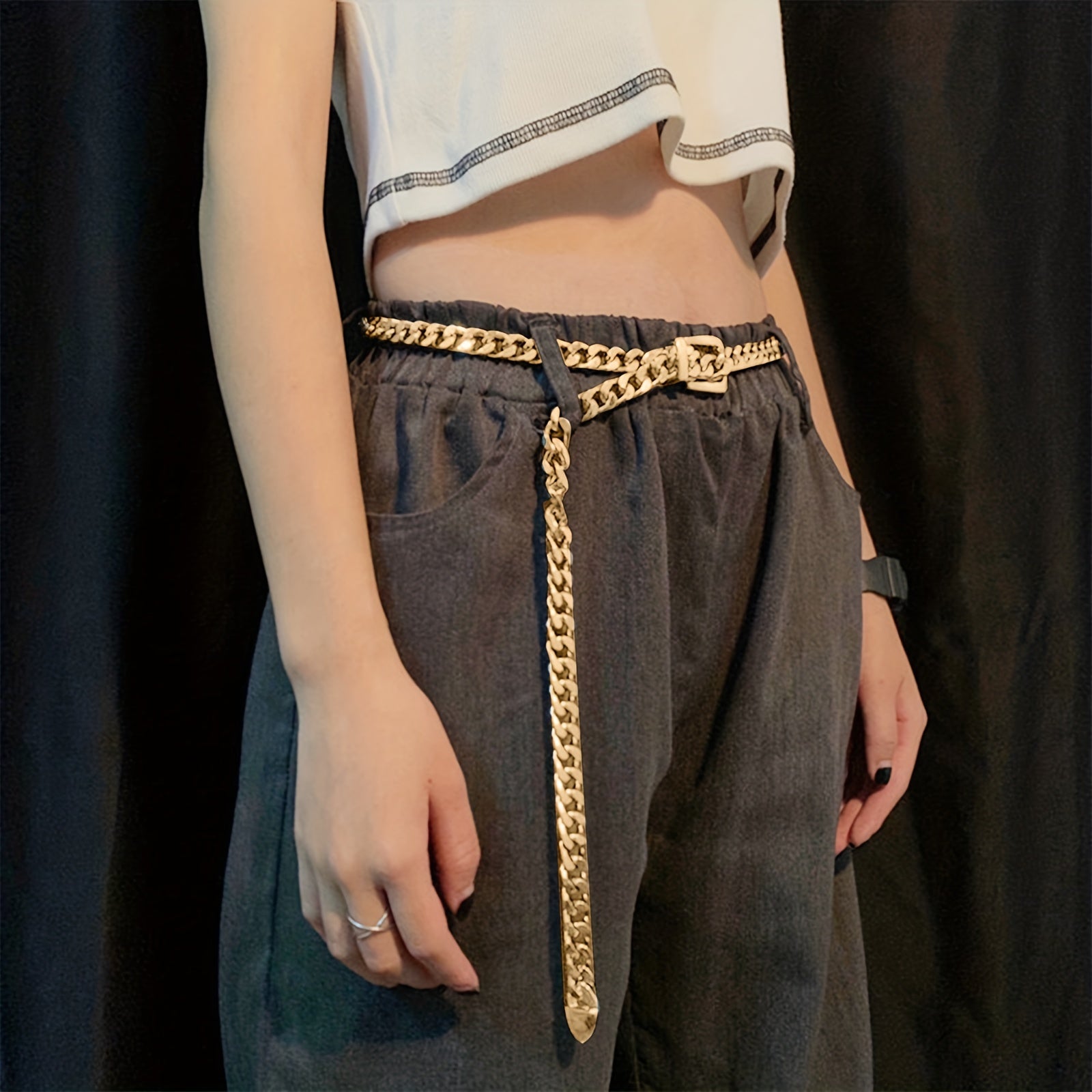 Punk Waist Chain Pin Buckle Metal Belly Chain Hip Hop Girdle
