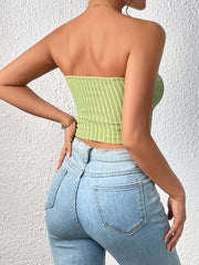 Solid Textured Tube Top Sleeveless Casual Top