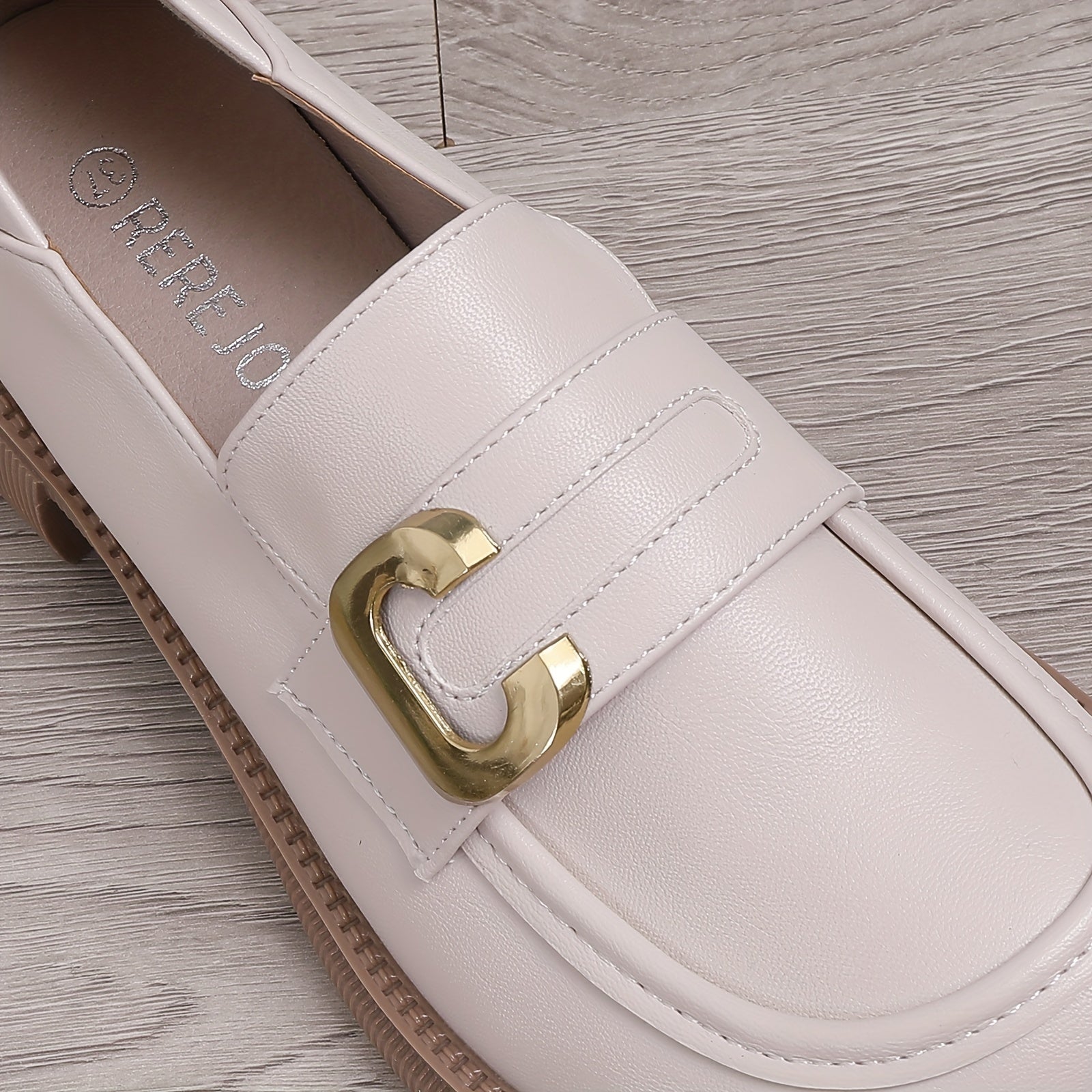 Women's Buckle Strap Loafers Faux Leather Platform Slip On Shoes