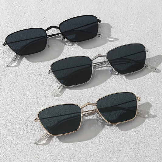 3 Pairs Men's Small Frame Metal Sunglasses with Zipper Case