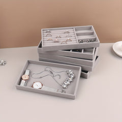 Grey Velvet Jewelry Tray Display Organizer