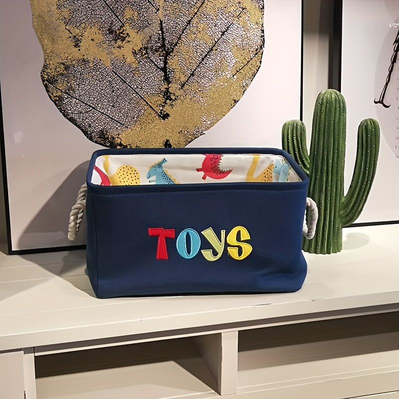 Dark Dinosaur Toy Storage Basket Embroidery Cartoon Printing - Home Organization