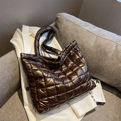 Quilted Puffer Tote: Minimalist Shoulder Bag