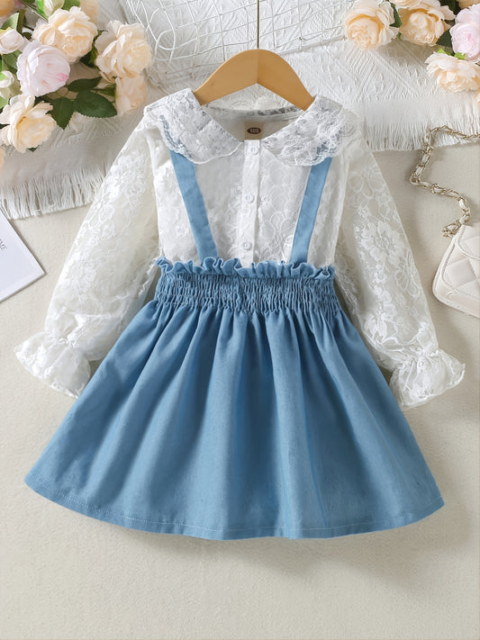 Baby Girls' Ruffled Blouse Top & Suspender Skirt Set