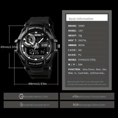 Round Digital Watch With Silicone Band Waterproof Sporty Style