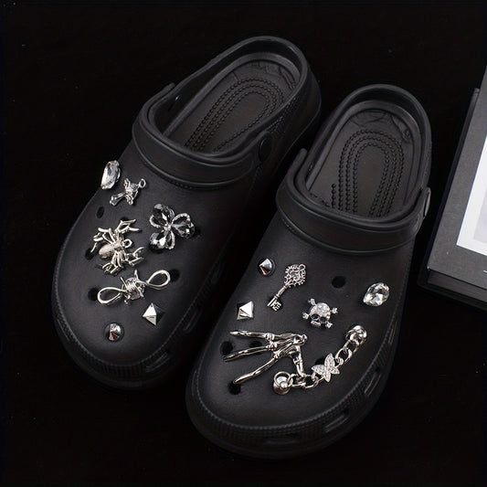 Punk Hole Shoe Accessories Rhinestone Spider Shoes Flower 14pcs