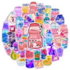 50Pcs Cartoon Drink Theme Waterproof Vinyl Stickers - Teens Girls Kids Gift