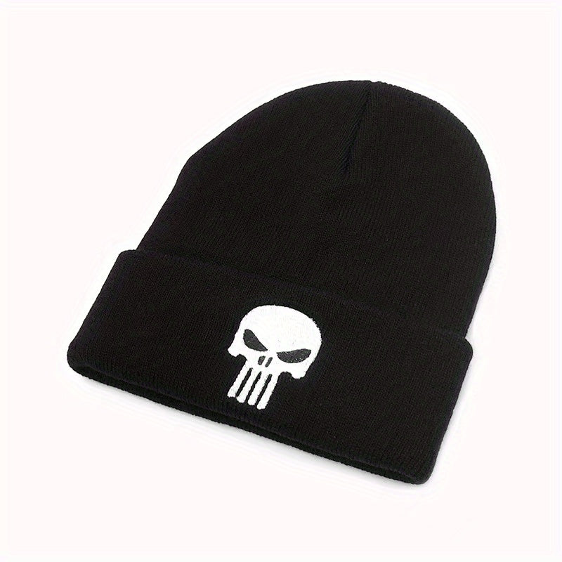 Skull Head Embroidery Double layer Thickened Woolen Hat