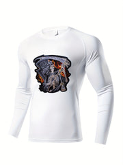 Skeleton Motorcycle Compression Shirt Men's Long Sleeve