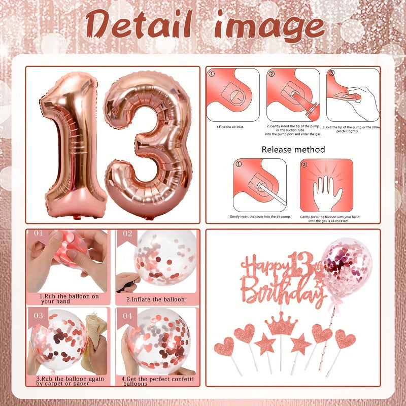 13th Birthday Decorations For Girls Rose Golden Party Supplies
