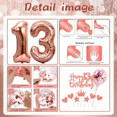 13th Birthday Decorations For Girls Rose Golden Party Supplies