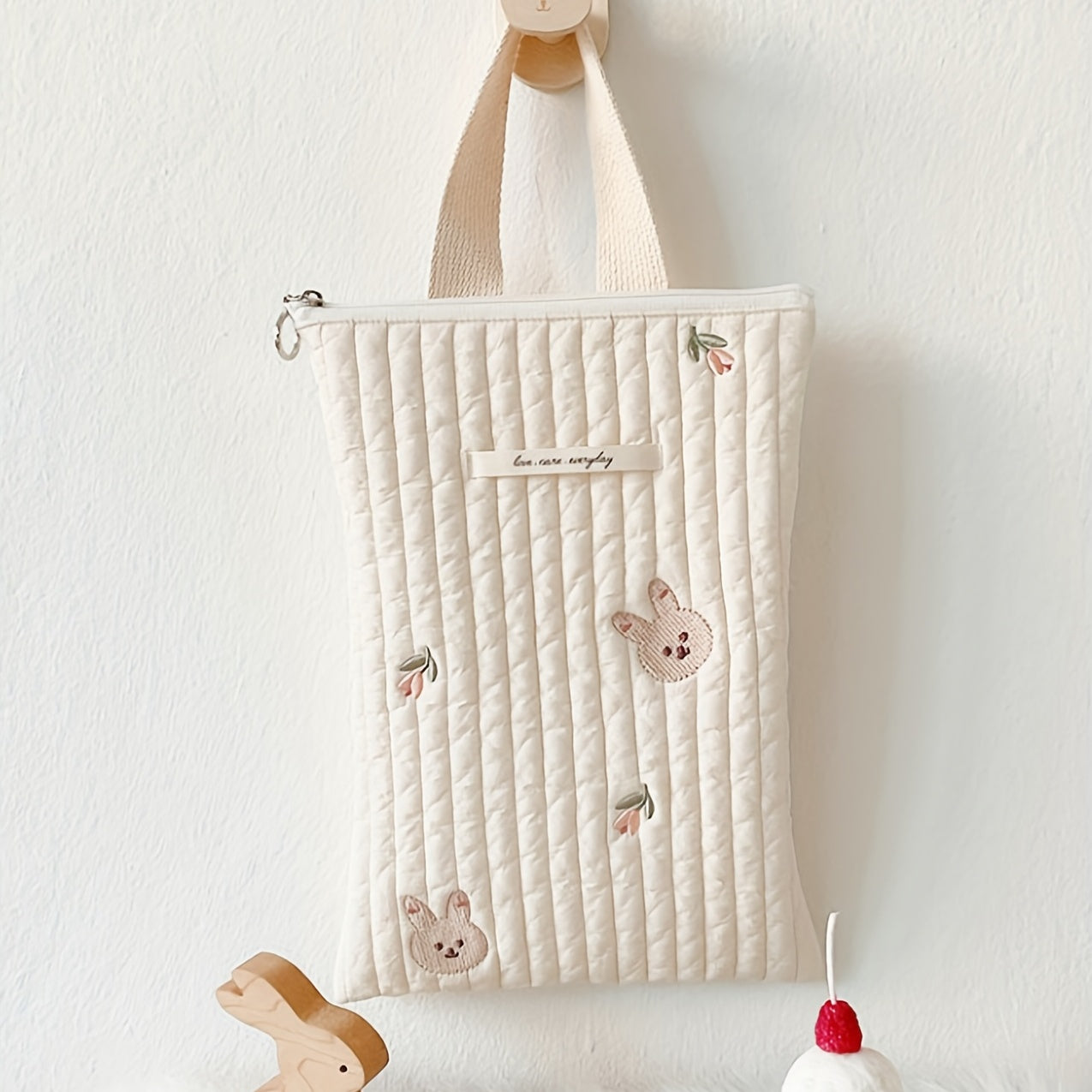 Cotton Embroidery Handbag Small Zipper Mommy Handbag