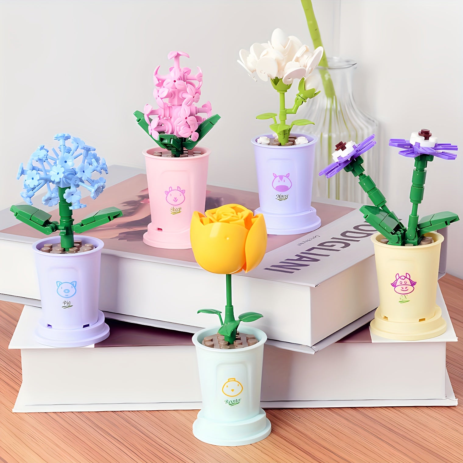 Office Building Block Flower Desktop Decoration Christmas Gift