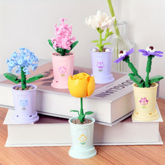 Office Building Block Flower Desktop Decoration Christmas Gift