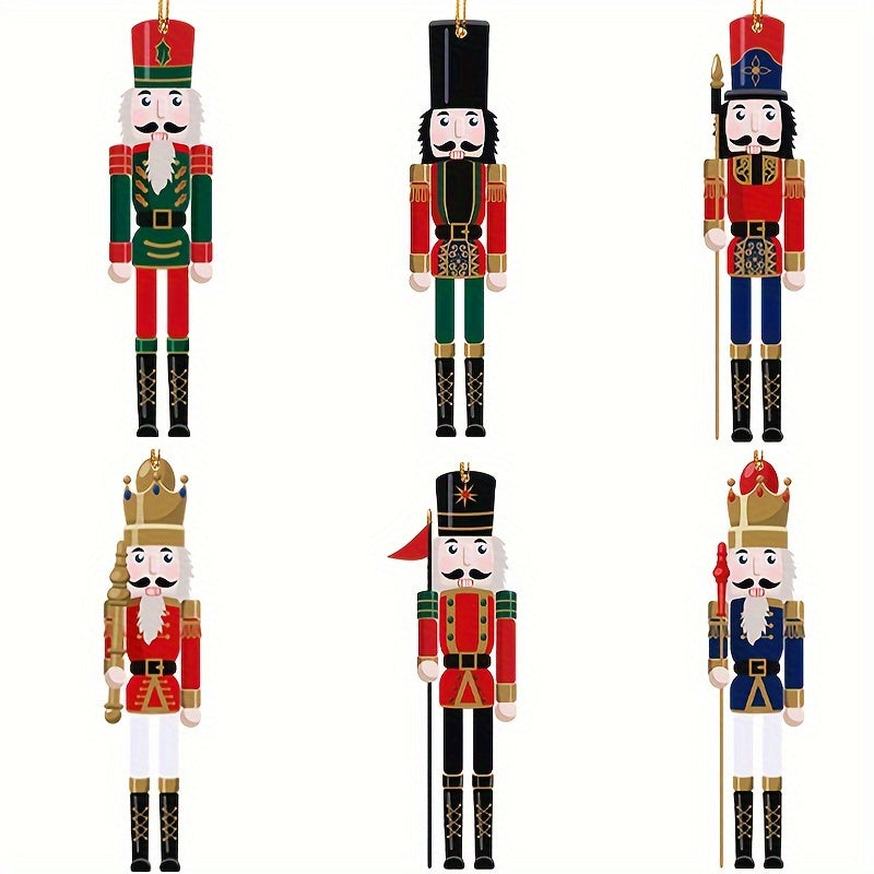 6pcs Acrylic Nutcracker Christmas Decoration Small Pendant Gift Bag Hanging