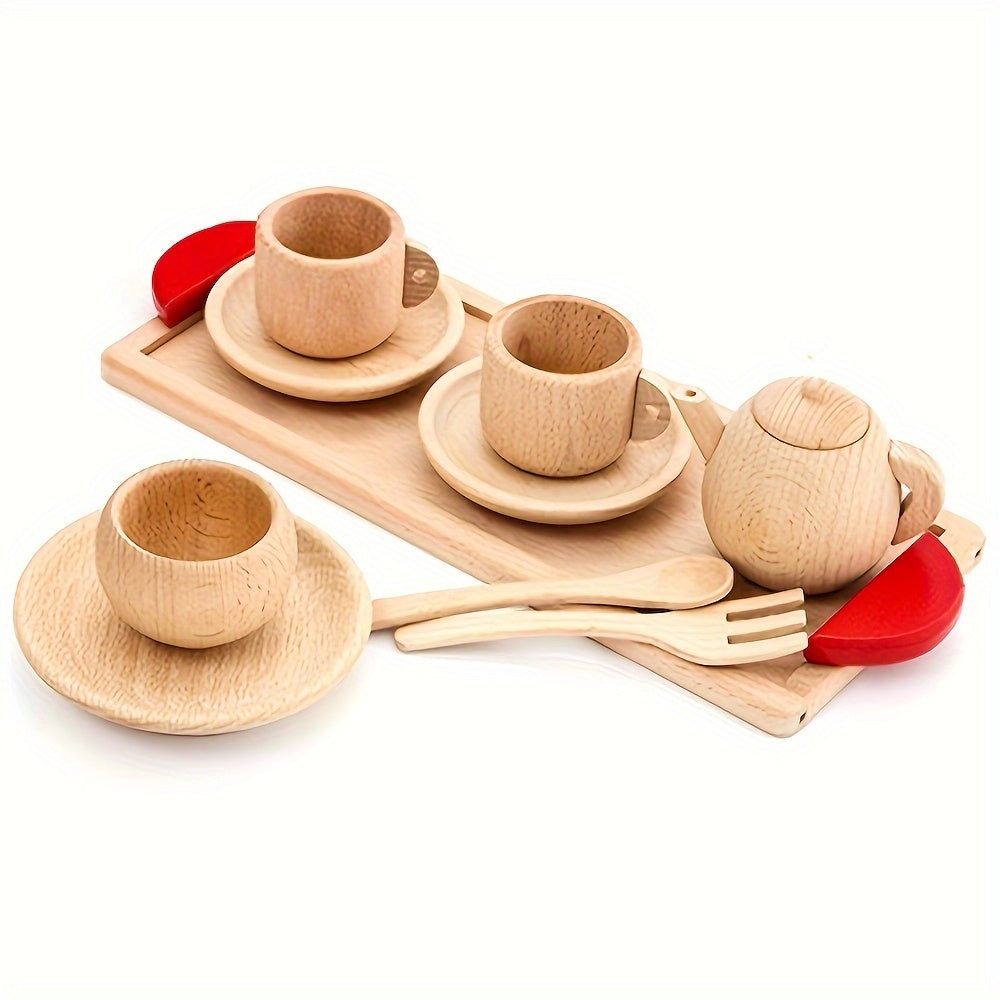 Wooden Playhouse Tea Set Kitchen Tableware Role Playing Game