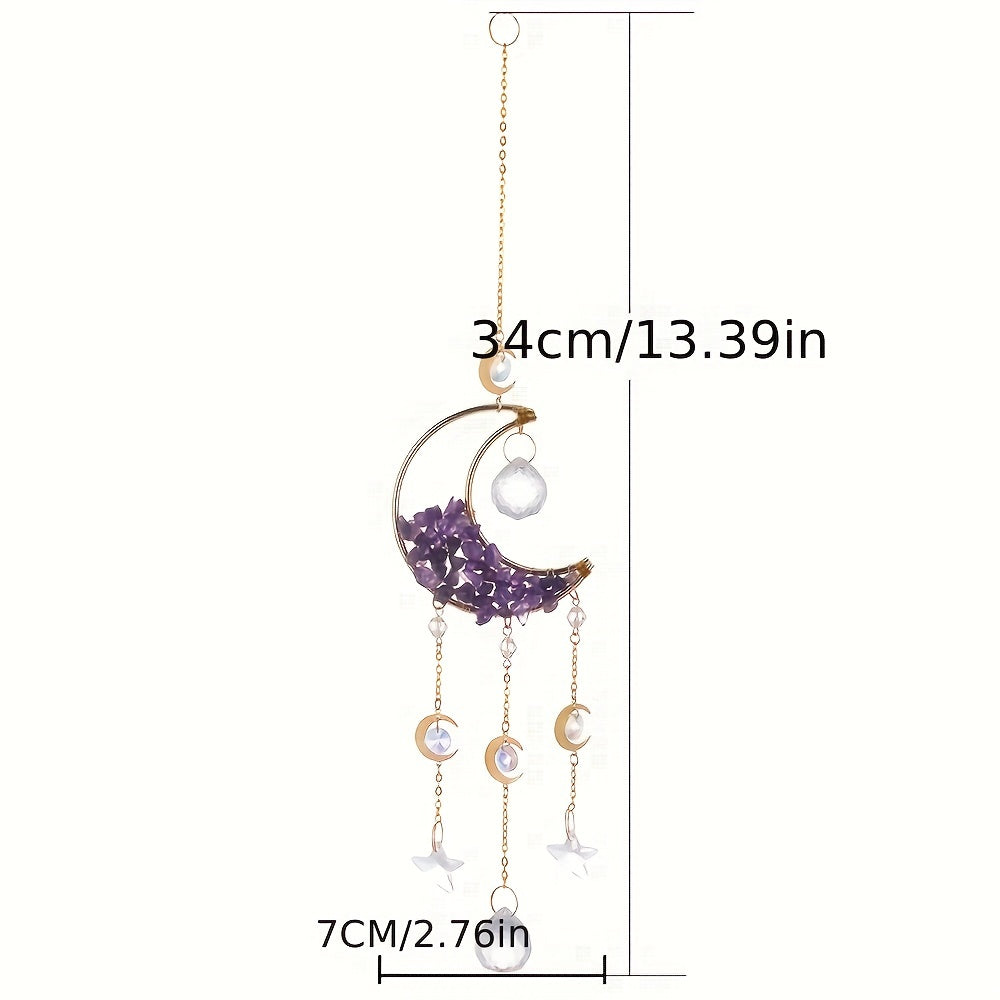 Boho Moon Crystal Prism Stained Glass Sun Catcher