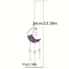 Boho Moon Crystal Prism Stained Glass Sun Catcher