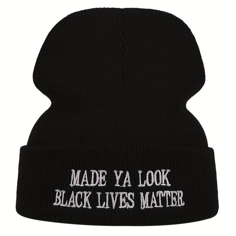 Knitted Hat Embroidery Ski Winter Beanie Skullies Cap Hip H