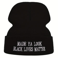 Knitted Hat Embroidery Ski Winter Beanie Skullies Cap Hip H