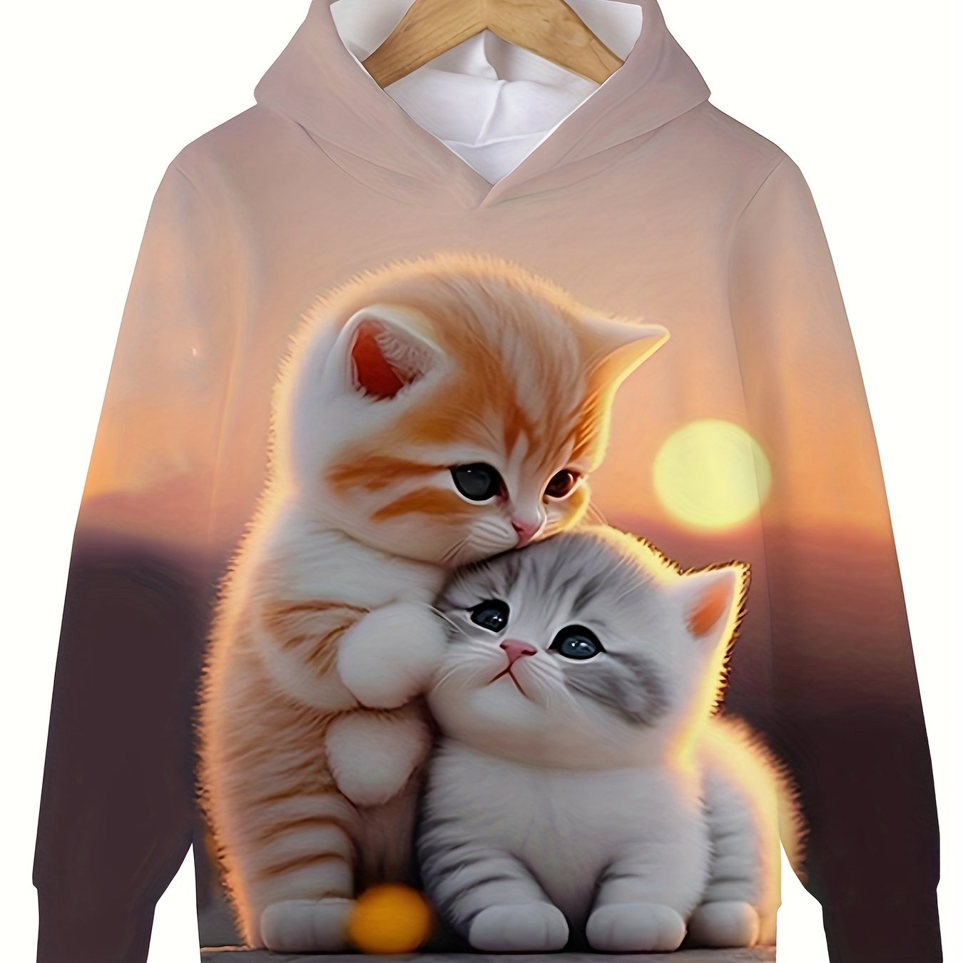Sunset Kitten Graphic Hooded Sweatshirt