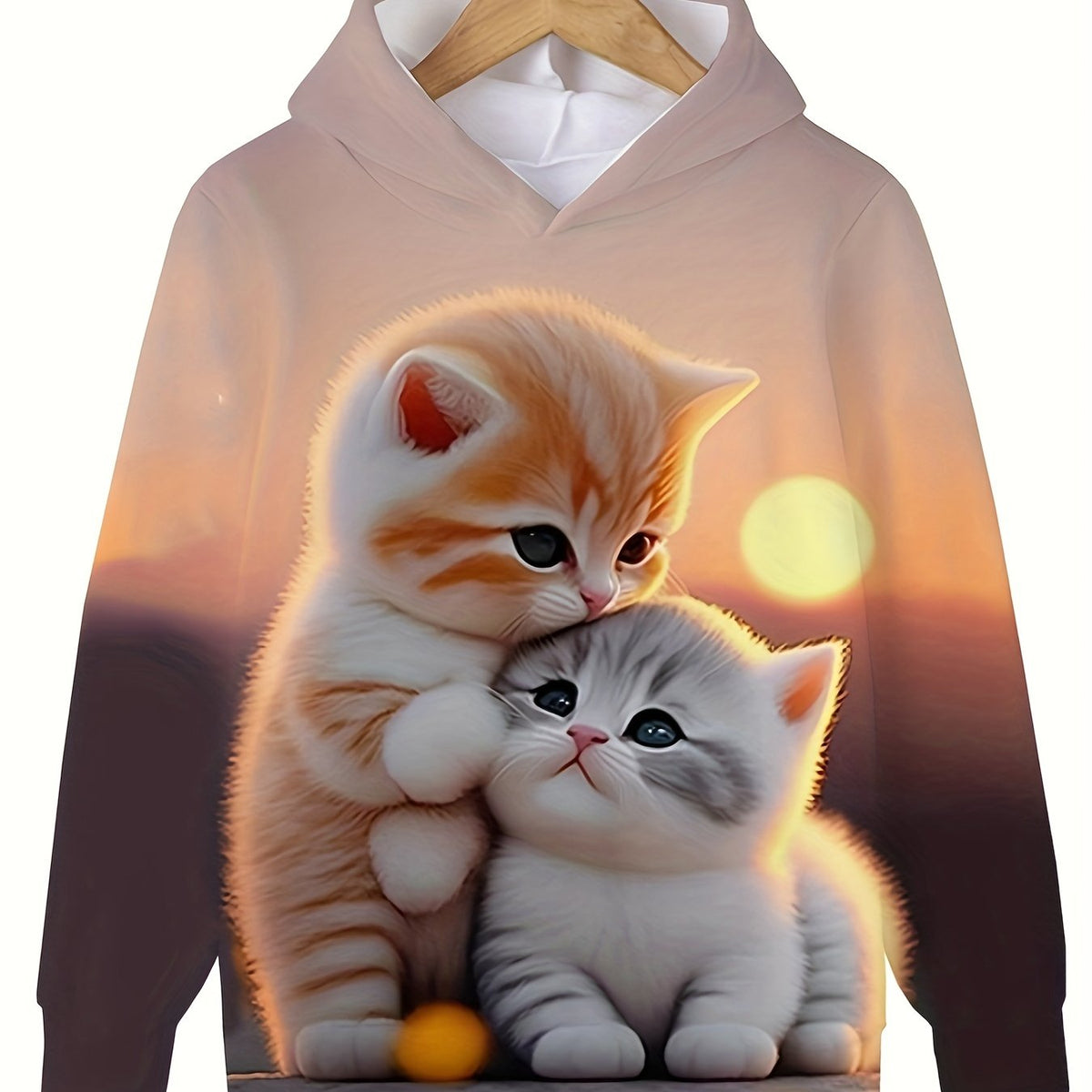 Sunset Kitten Graphic Hooded Sweatshirt