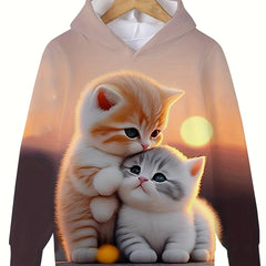 Sunset Kitten Graphic Hooded Sweatshirt