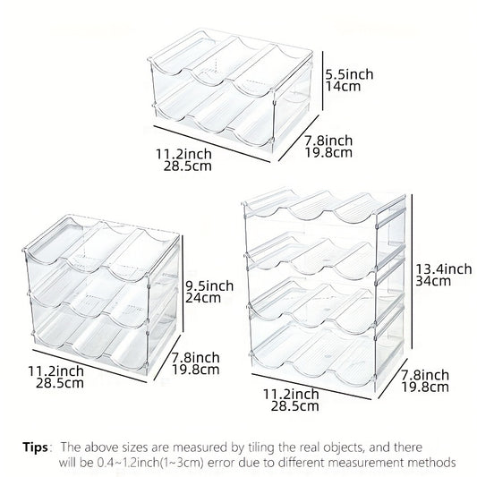 Clear Stackable Water Bottle Organizer 4 Layers Holds 12 Bottles